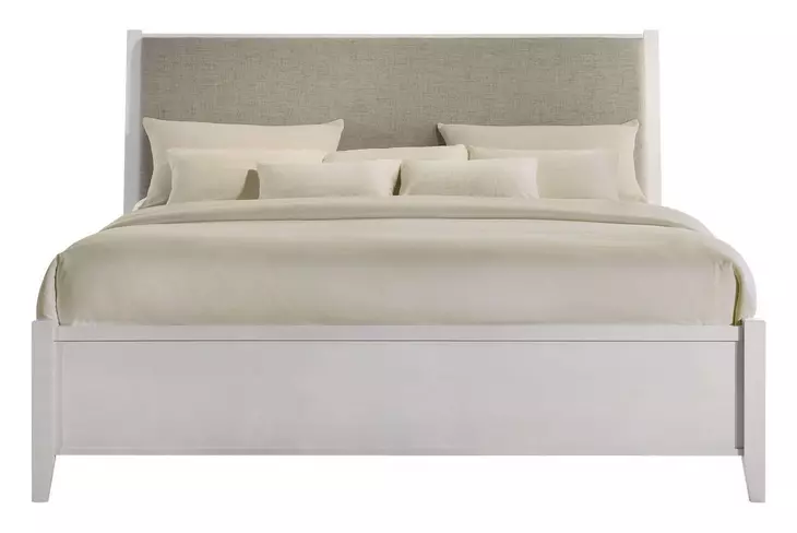 Andover White and Brown King Upholstered Panel Bed