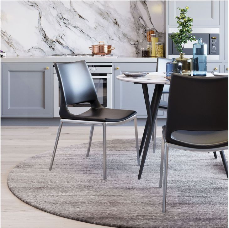 Ace Black And Brushed Stainless Steel Dining Chair Set Of 2