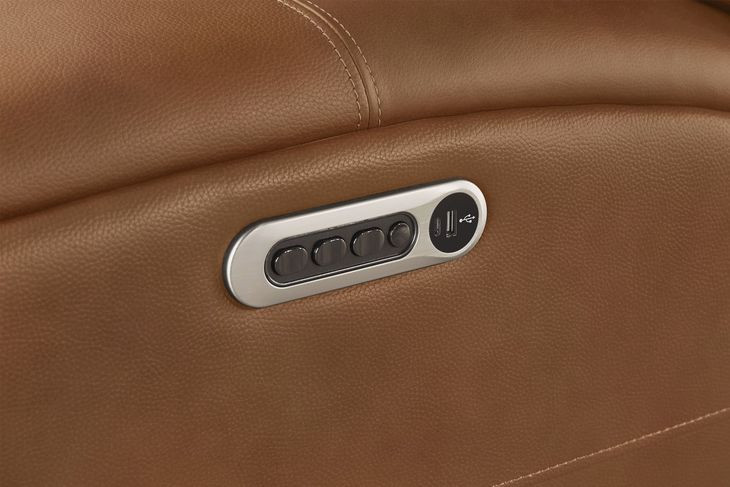 Belmont Lyric Caramel Leather 7 Piece Modular Zero Gravity Power Reclining Sectional with USB Charging