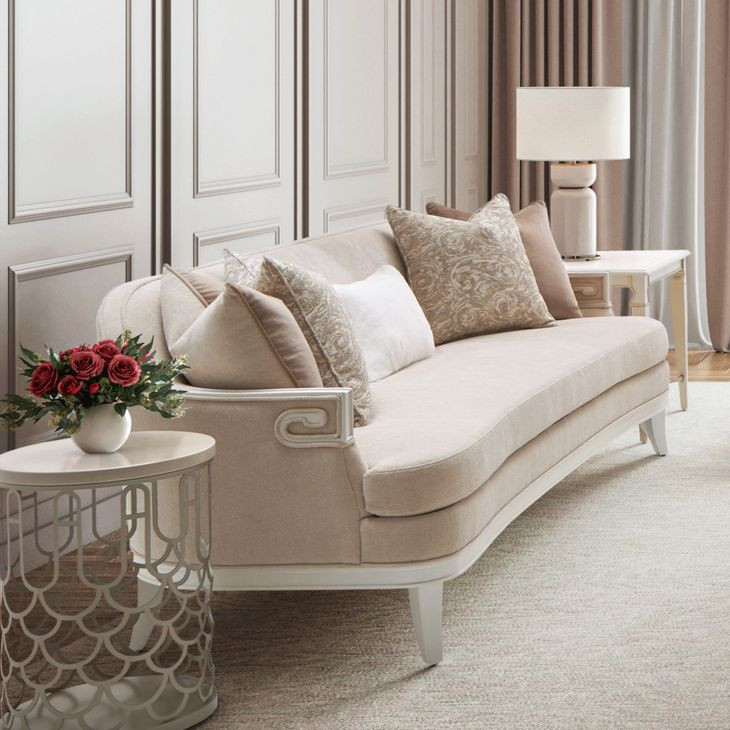 La Marisia Tranquil and Creamy Pearl Chenille 72" Loveseat