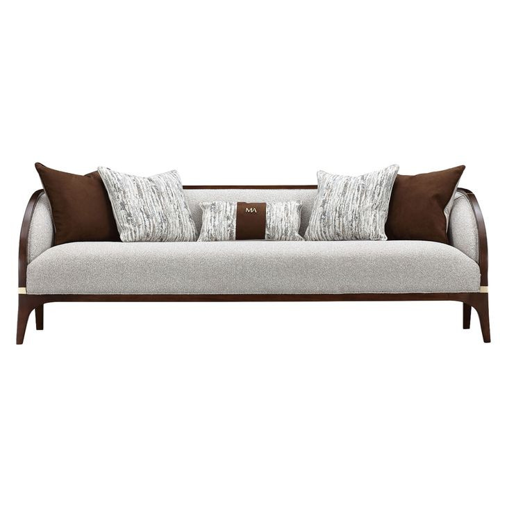 Houston Pebble and Walnut 92" Sofa