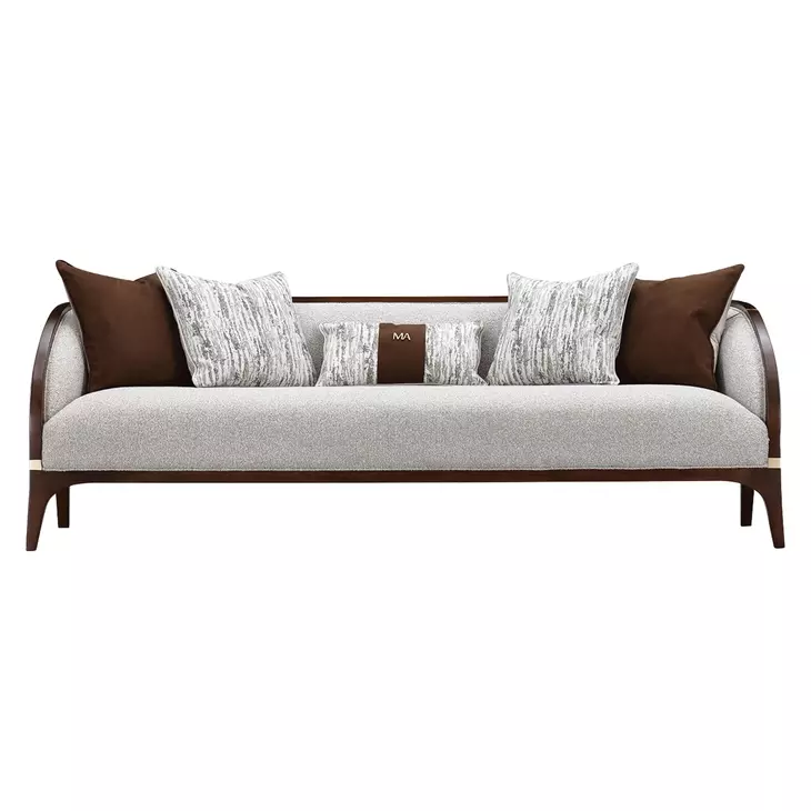 Houston Pebble and Walnut 92" Sofa