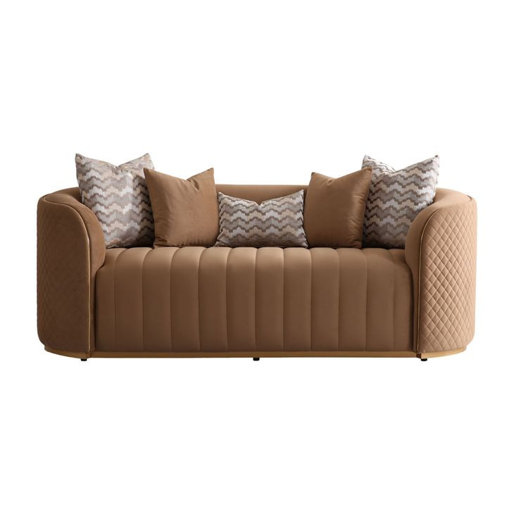 Ariana Caramel and Gold Velvet 83" Loveseat