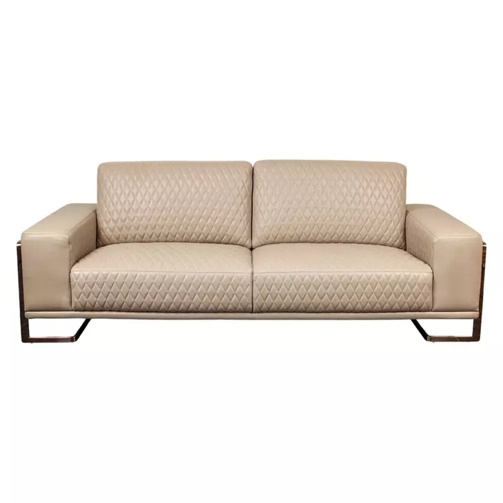 Mia Bella Peach Leather Standard 95" Sofa