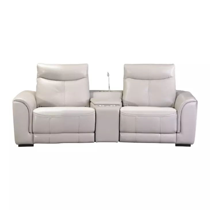 Mia Bella Light Grey Power Reclining Console 87" Loveseat