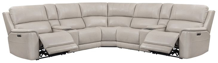 Easton Steamboat Quartz Leather 7 Piece Modular Zero Gravity Power Reclining Sectional with USB Charging