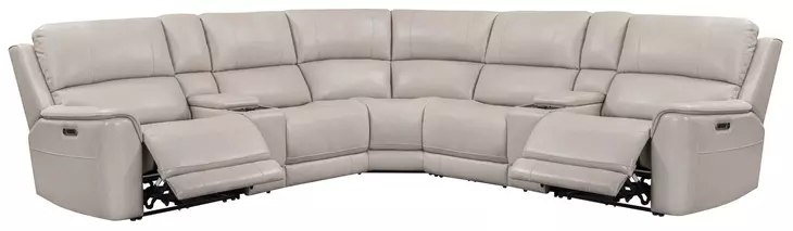 Easton Steamboat Quartz Leather 7 Piece Modular Zero Gravity Power Reclining Sectional with USB Charging