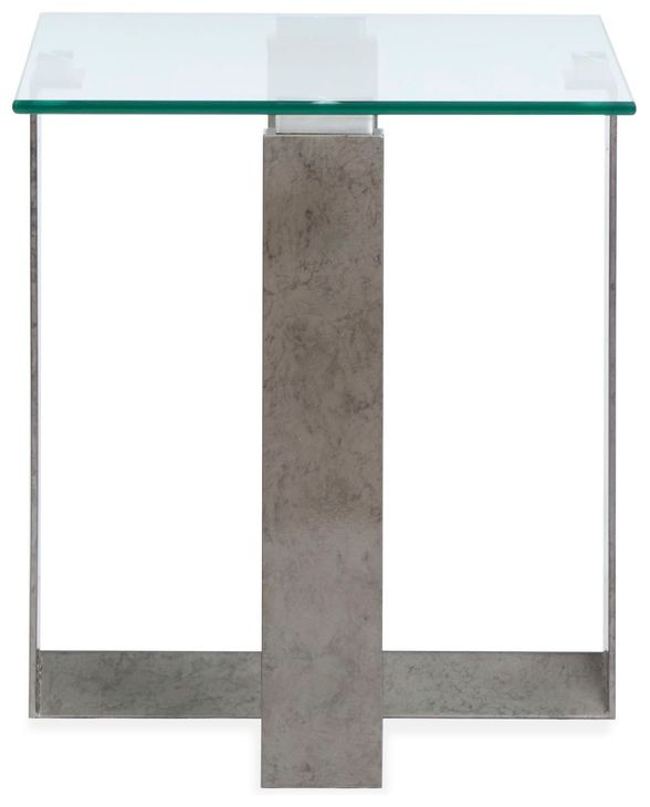 Whitehall Aged Pewter and Chrome Pucks Rectangular Glass Top End Table