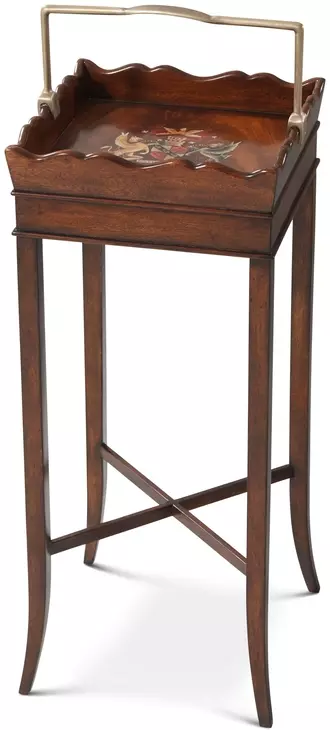 Althorp Ramsey Mahogany and Gold Square Georgian Butler Accent Table