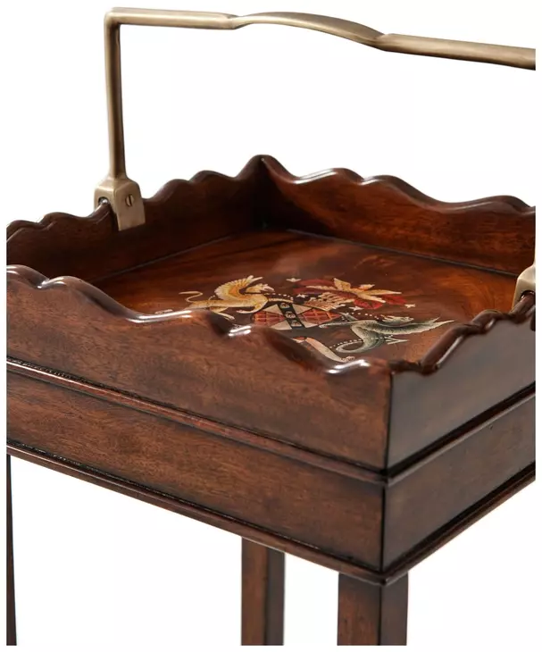 Althorp Ramsey Mahogany and Gold Square Georgian Butler Accent Table
