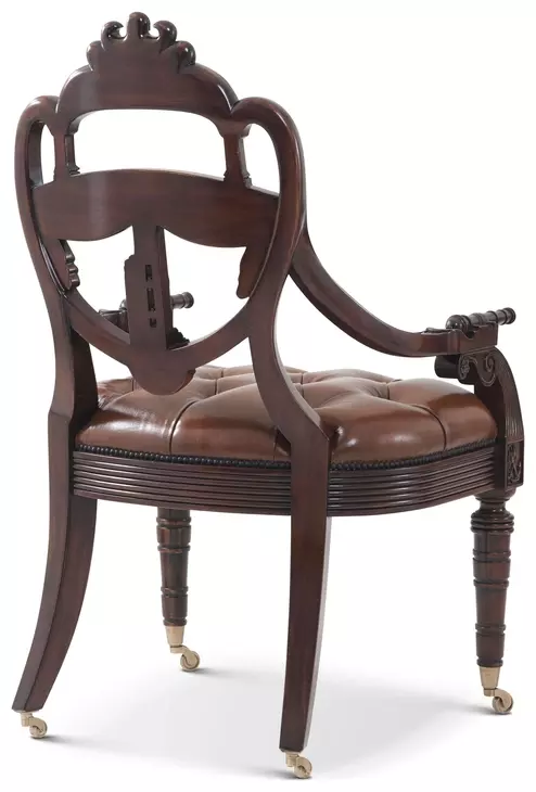 Althorp Antique Buffalo Brown Leather Upholstered Ad Victoriam Arm Chair with Nailhead Trim