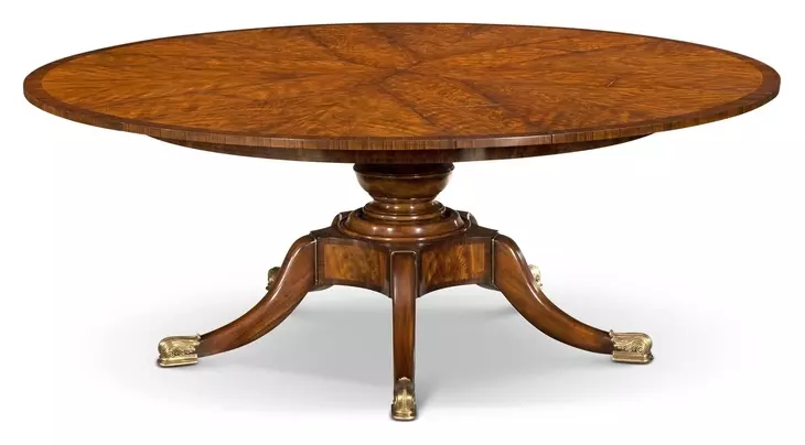 Althorp Ramsey Mahogany and Gold Extendable Round Patent Jupe Dining Table