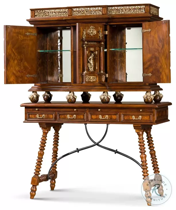 The Butler's Antique Ramsey Mahogany Speciality 12 Drawer And 2 Shelves Cocktail Cabinet
