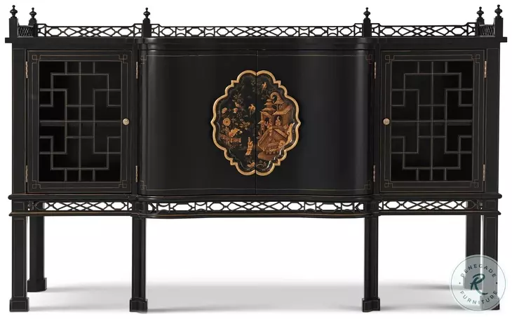Medallion Black And Italian Gold 4 Doors Sideboard