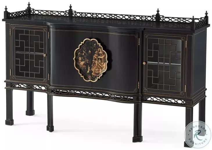 Medallion Black And Italian Gold 4 Doors Sideboard