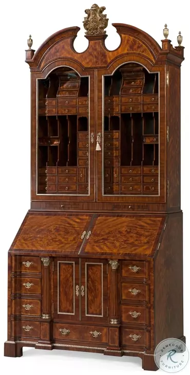 Althorp Italian Gold Rub And Ramsey Mahogany 54" Drawer Secretary Cabinet