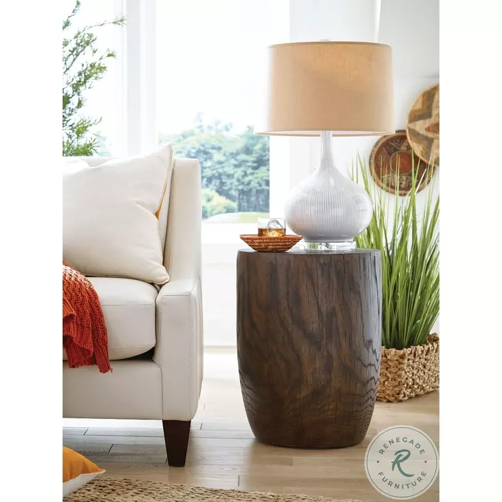 Hidden Treasures Brown Drum End Table