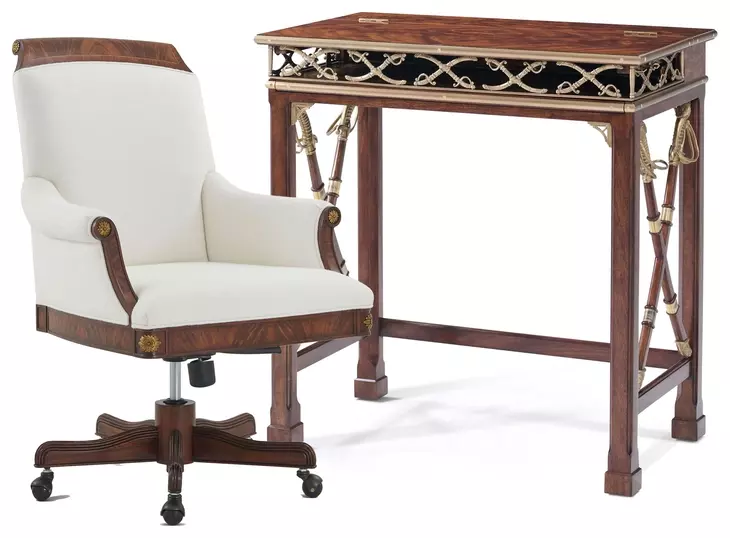 Althorp Ramsey Mahogany and Gold 30" Admiralty Naval Campaign Home Office Set