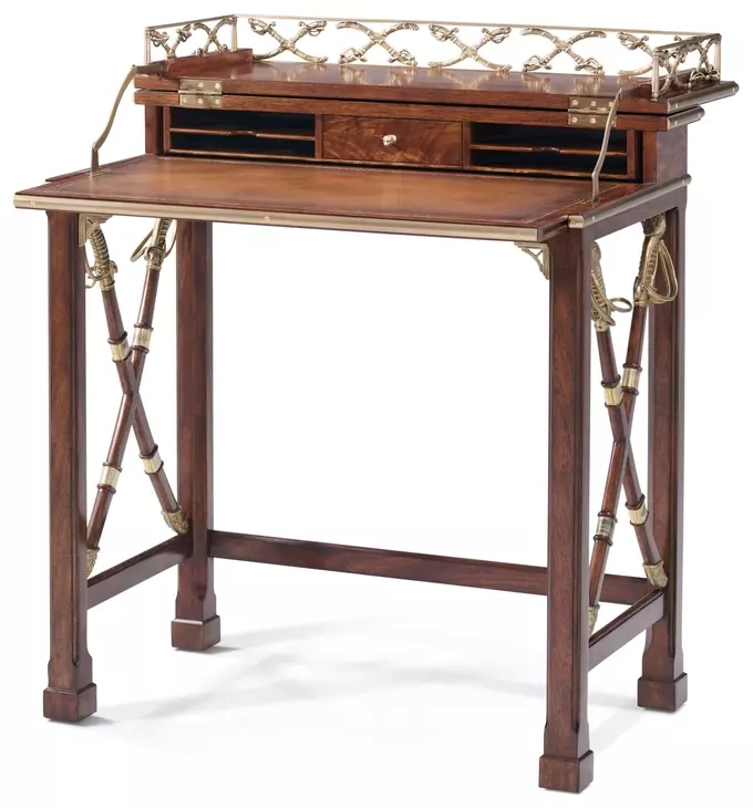 Althorp Ramsey Mahogany and Gold 30" Admiralty Naval Campaign Writing Desk