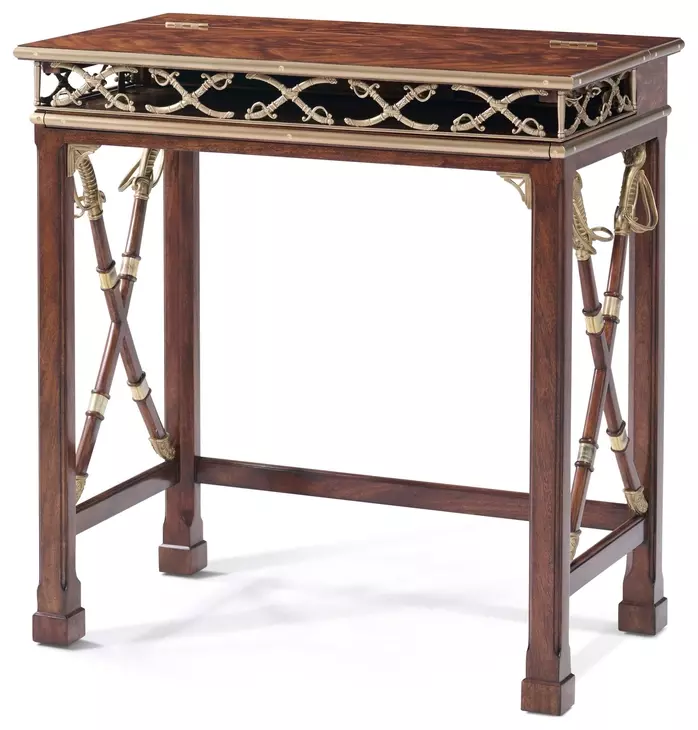 Althorp Ramsey Mahogany and Gold 30" Admiralty Naval Campaign Writing Desk