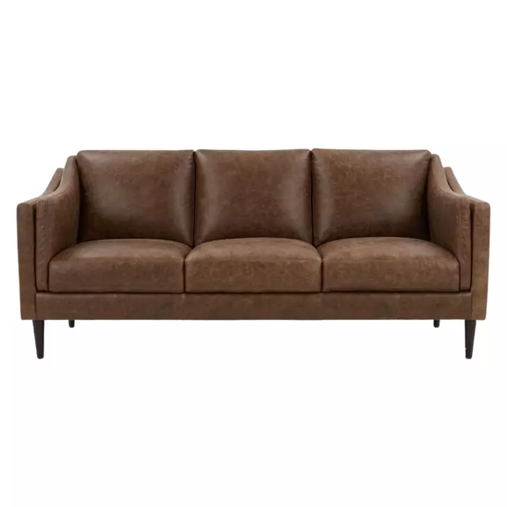 Brighton Bomber Tan 81" Leather Sofa
