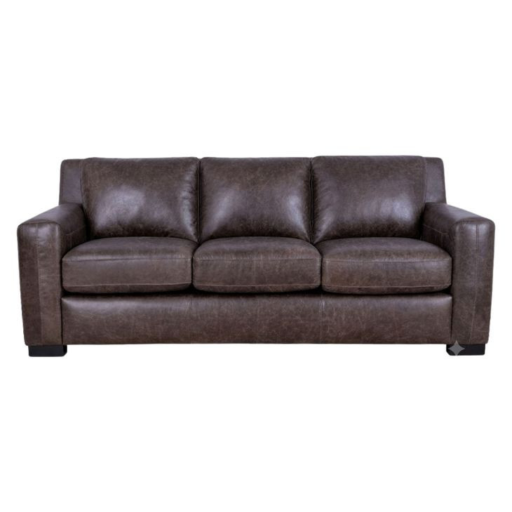 Nova Bomber Walnut 93" Top Grain Leather Sofa
