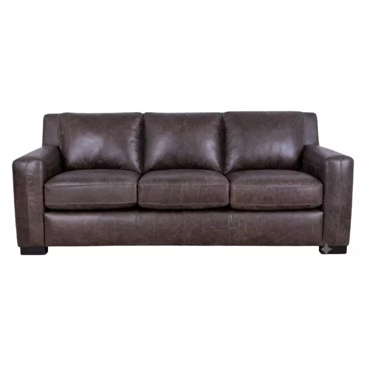Nova Bomber Walnut 93" Top Grain Leather Sofa