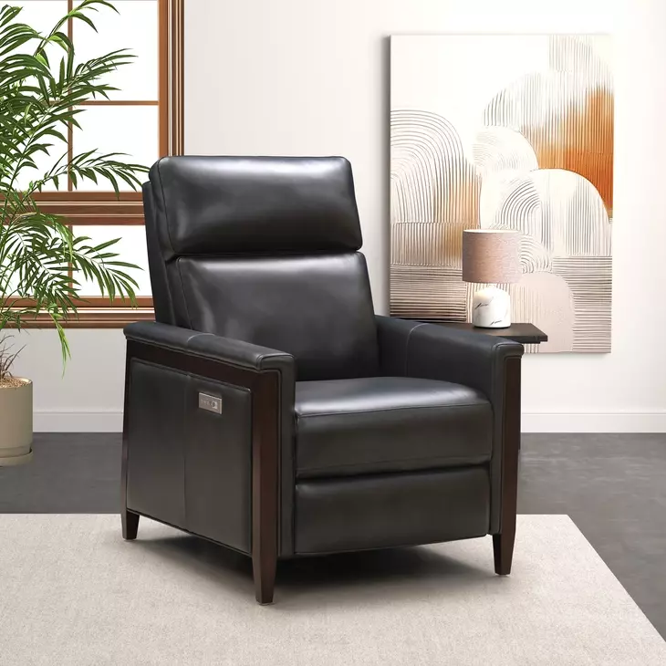 Alice Elway Dark Gray Leather Zero Gravity Power Recliner with Power Headrest and USB Charging