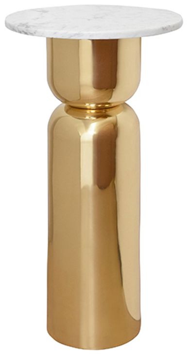 Alina Gold and White Round Marble Top Side Table