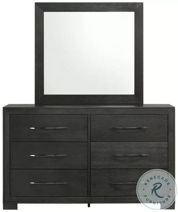 Kenn Black 6 Drawer Dresser And Mirror