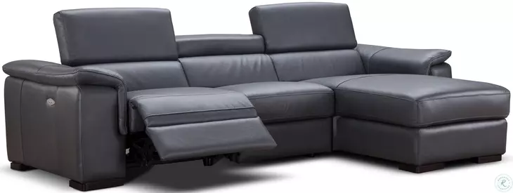 Allegra Slate Gray Leather Power Reclining RAF Sectional