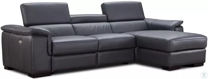 Allegra Slate Gray Leather Power Reclining RAF Sectional