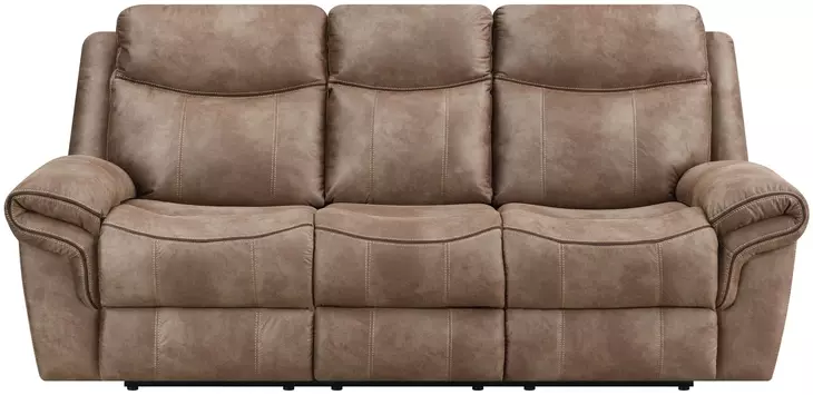 Nashville Brown Manual Reclining 88" Sofa with Drop-Down Console and USB Charging