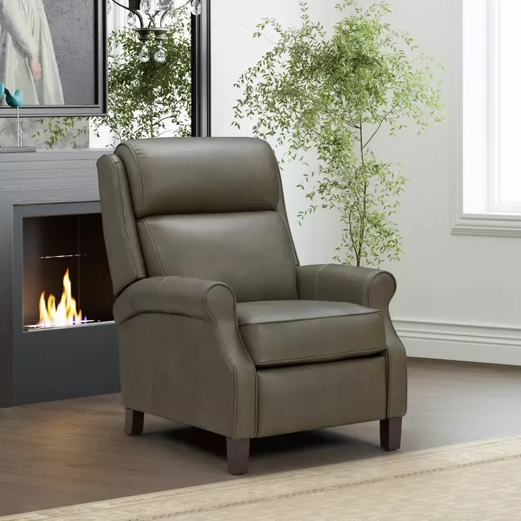 Amber Oasis Olive Leather Dual Power Recliner with Power Headrest and USB Charging