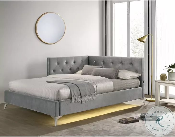 Juniper Grey Full Upholstered Platform Bed