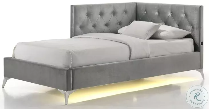 Juniper Grey Twin Upholstered Platform Bed