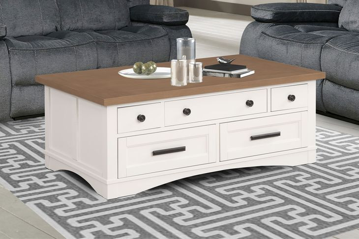 Americana Modern Cotton Cocktail Table With Lift Top