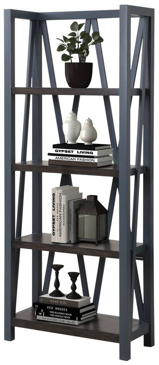 Americana Modern Denim Etagere Bookcase