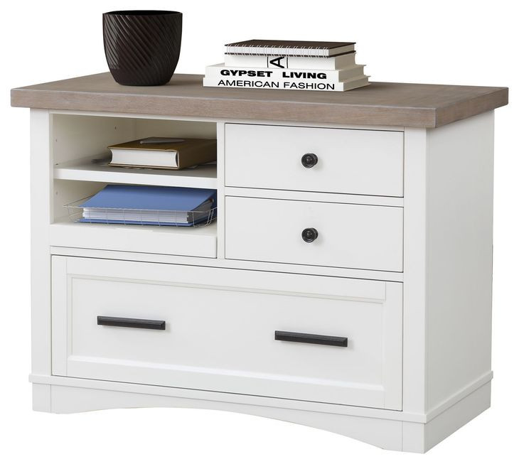 Americana Modern Cotton Functional File Cabinet With Power Center