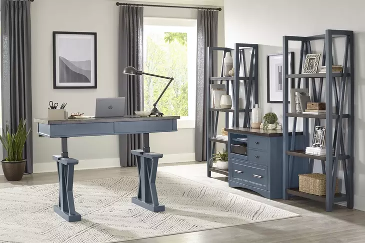 Americana Modern Denim Functional File Cabinet With Power Center