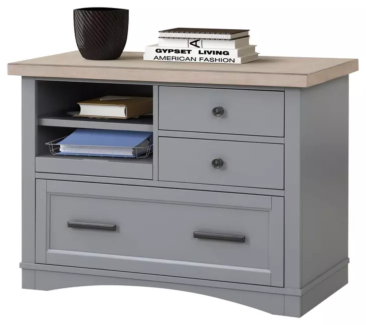 Americana Modern Dove Functional File Cabinet With Power Center