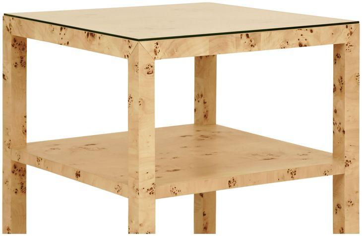 Amie Brown Square Glass Top Side Table
