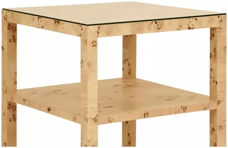 Amie Matte Burl Wood 3 Tier Square Side Table