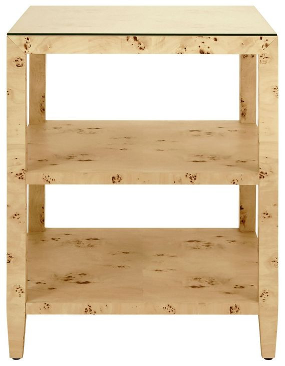 Amie Brown Square Glass Top Side Table