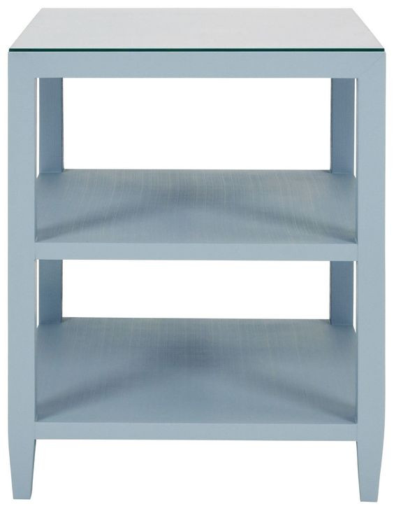 Amie Light Blue Square Glass Top Side Table