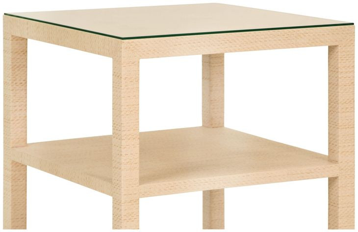 Amie Natural Square Glass Top Side Table