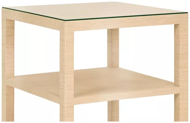 Amie Natural Grasscloth 3 Tier Square Side Table