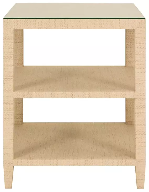 Amie Natural Grasscloth 3 Tier Square Side Table