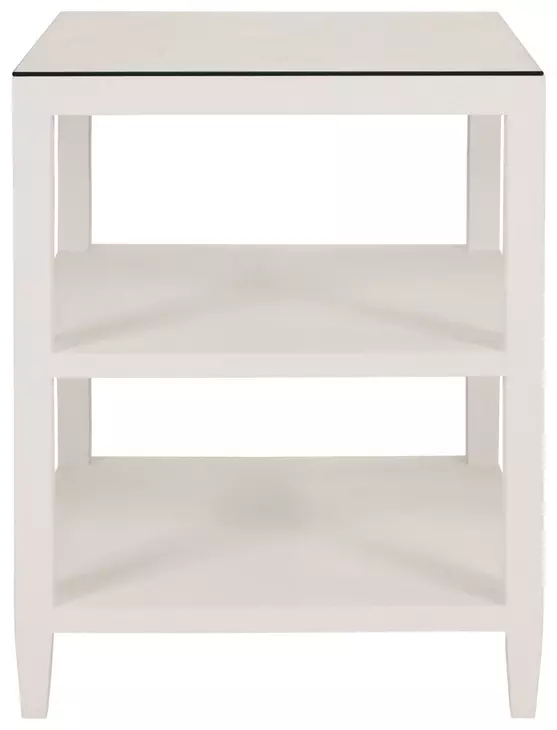 Amie Textured White Linen 3 Tier Square Side Table