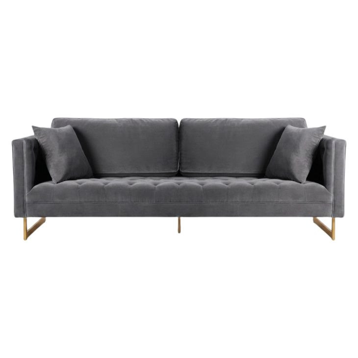 Lenox Gray Velvet Modern 90" Sofa